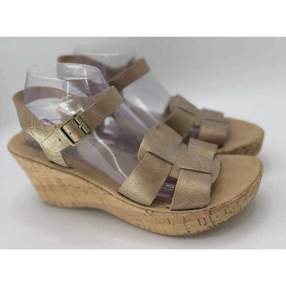 Kork-Ease Korks Women’s Q20210 Gold Metallic Platform‎ Wedge Sandals Sz 10/42 - Picture 1 of 16